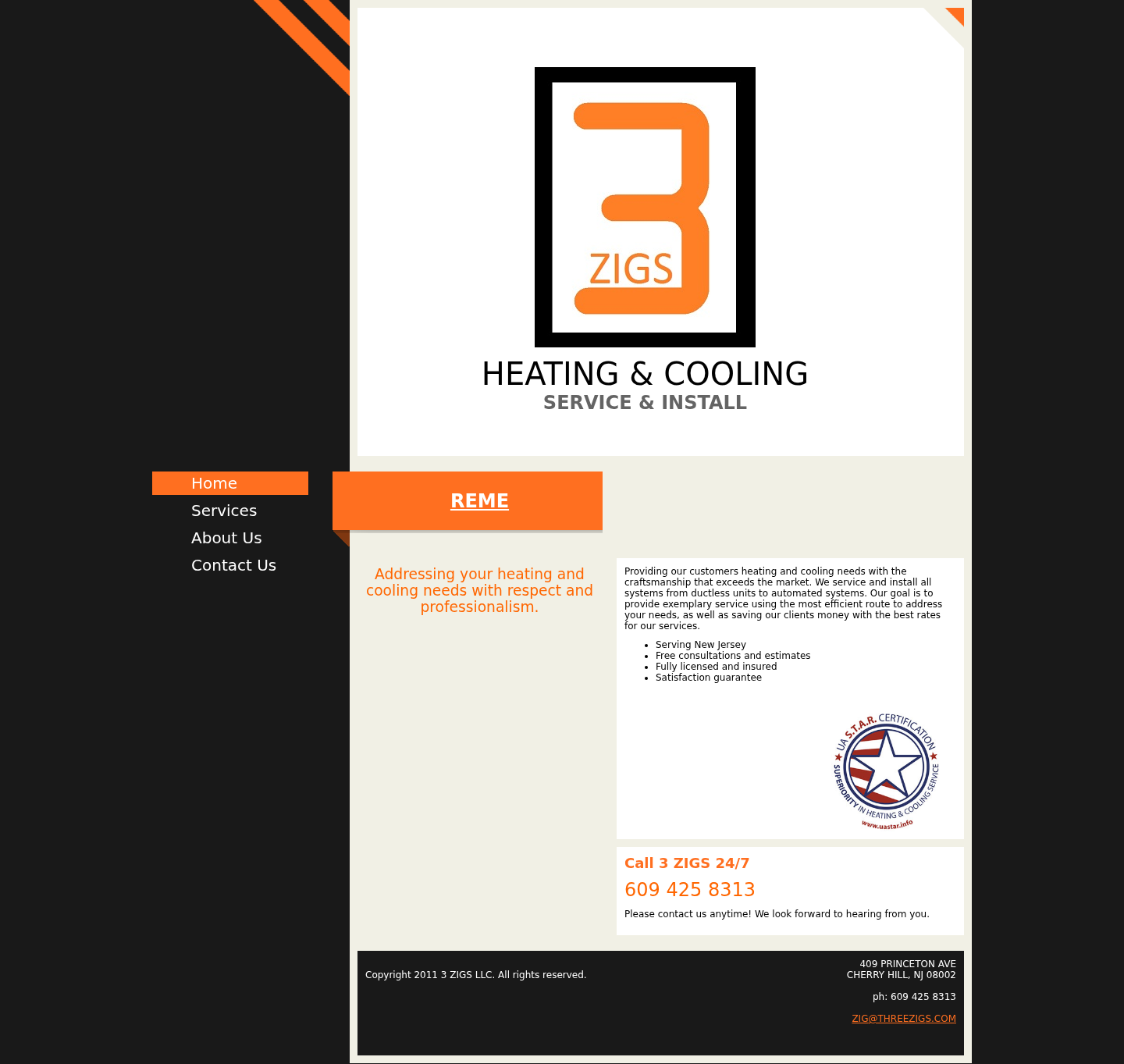 Current website screenshot for 3 Zigs LLC